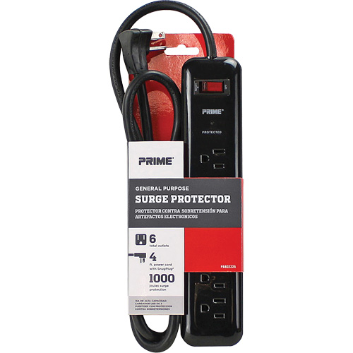 Protecteurs de surtension, 6 Prises, 1000 J, 1875, Cordon 4' Nia-Chem Ltd.