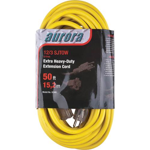 Vinyl Extension Cord with Light Indicator, Outdoor, SJTOW, 12/3 AWG, 15 A, 50' Nia-Chem Ltd.