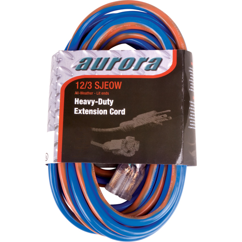 TPE-Rubber Extension Cord With Light Indicator, All-Weather, SJEOW, 12/3 AWG, 15 A, 50' Nia-Chem Ltd.