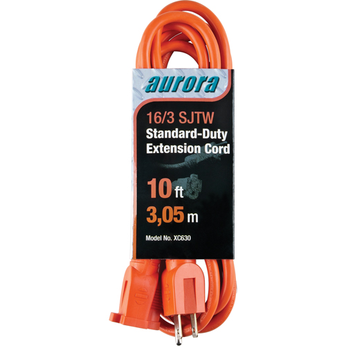 Extension Cord, Indoor/Outdoor, SJTW, 16/3 AWG, 13 A, 10' Nia-Chem Ltd.