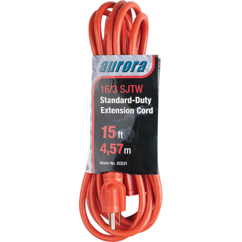 Extension Cord, Indoor/Outdoor, SJTW, 16/3 AWG, 13 A, 15' Nia-Chem Ltd.