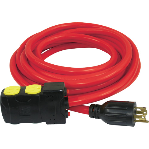 Generator Extension Cord with Resets, SJTW, 10 AWG, 20 A, 4 Outlet(s), 25' Nia-Chem Ltd.
