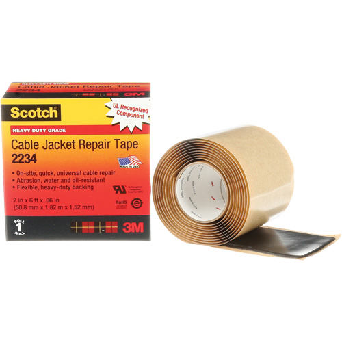 Scotch&reg; Cable Jacket Repair Tape, 51 mm (2") x 1.8 m (6'), Black, 60 mils Nia-Chem Ltd.