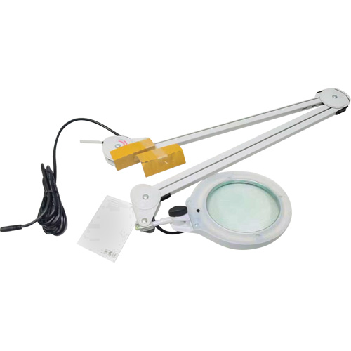 Lampe grossissante, Dioptrie 3, Ampoule DEL, Bras de 45", Pinces serre-joints, Gris Nia-Chem Ltd.