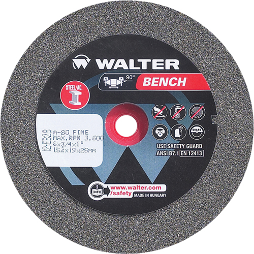 Bench Grinding Wheel, 6" x 3/4", 1" Arbor, 1 Nia-Chem Ltd.
