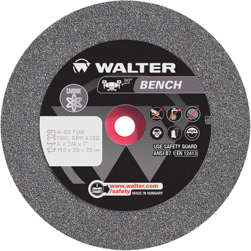 Bench Grinding Wheel, 6" x 3/4", 1" Arbor, 1 Nia-Chem Ltd.