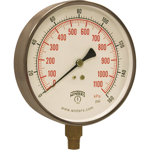 Contractor Pressure Gauge, 4-1/2" , 0 - 160 psi, Bottom Mount, Analogue Nia-Chem Ltd.