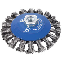 Knot Twisted Conical Bevel Brush, 5" Dia., 0.02" Fill, 5/8"-11NC Arbor Nia-Chem Ltd.
