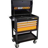 Chariot utilitaire, 4 tiroirs, 33" lo x 21" la x 42" h, Noir/Orange Nia-Chem Ltd.
