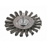 Brosses rotatives &agrave; fils nou&eacute;s - Brosse rotative &agrave; fils nou&eacute;s a/queue 1/4", fils nou&eacute;s standards, Dia. 3", Fils 0,014", Acier Nia-Chem Ltd.
