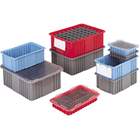 Divider Box&reg; Containers, Polyethylene, 10.8" W x 8.3" D x 2.5" H, Grey Nia-Chem Ltd.