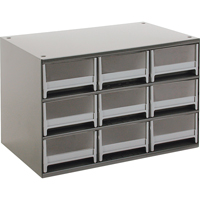 Modular Parts Cabinets, Steel, 9 Drawers, 17" x 10-9/16" x 3-1/16", Grey CA858 | Nia-Chem Ltd.