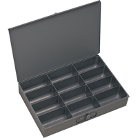 Compartment Scoop Boxes, Steel, 12 Slots, 18" W x 12" D x 3" H, Grey Nia-Chem Ltd.