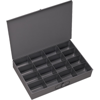 Compartment Scoop Boxes, Steel, 16 Slots, 13-3/8" W x 9-1/4" D x 2" H, Grey Nia-Chem Ltd.