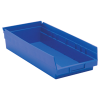 Bacs de rangement pour tablettes, 8-3/8" la x 4" H x 17-7/8" p, Bleu, Capacit&eacute; 40 lb Nia-Chem Ltd.