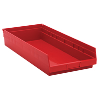 Shelf Bins, 11-1/8" W x 4" H x 23-5/8" D, Red, 50 lbs. Capacity Nia-Chem Ltd.