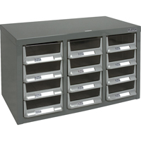 KPC-100 Parts Cabinet, Galvanized Steel, 12 Drawers, 23" x 11-2/5" x 13-4/5", Grey Nia-Chem Ltd.