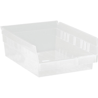 Bacs de rangement pour tablettes, 8-3/8" la x 4" H x 11-5/8" p, Transparent, Capacit&eacute; 30 lb Nia-Chem Ltd.
