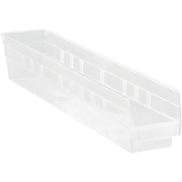 Bacs de rangement pour tablettes, 4-1/8" la x 4" H x 23-5/8" p, Transparent, Capacit&eacute; 50 lb Nia-Chem Ltd.
