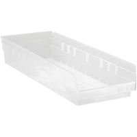 Bacs de rangement pour tablettes, 8-3/8" la x 4" H x 23-5/8" p, Transparent, Capacit&eacute; 50 lb Nia-Chem Ltd.