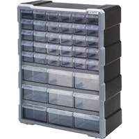 Drawer Cabinet, Plastic, 39 Drawers, 15" x 6-1/4" x 18-3/4", Black Nia-Chem Ltd.