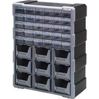 Drawer Cabinet, Plastic, 39 Drawers, 15" x 6-1/4" x 18-3/4", Black Nia-Chem Ltd.
