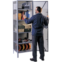 Wire Mesh Cabinet, Steel, 4 Shelves, 78" H x 24" W x 21" D, Grey FB015 | Nia-Chem Ltd.