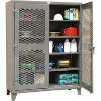 Heavy-Duty Ventilated Storage Cabinets, 4 Shelves, 72" H x 36" W x 24" D, Steel, Grey FI329 | Nia-Chem Ltd.