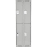 Clean Line Lockers, 2 -tier, Bank of 2, 24" x 18" x 72", Steel, Grey, Rivet (Assembled) Nia-Chem Ltd.