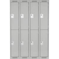 Clean Line Lockers, 2 -tier, Bank of 4, 48" x 18" x 72", Steel, Grey, Rivet (Assembled) Nia-Chem Ltd.