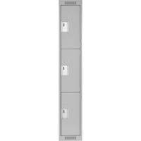 Clean Line Lockers, 3 -tier, 12" x 18" x 72", Steel, Grey, Rivet (Assembled) Nia-Chem Ltd.