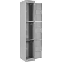 Clean Line Lockers, 3 -tier, Bank of 4, 48" x 18" x 72", Steel, Grey, Rivet (Assembled) Nia-Chem Ltd.