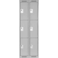 Clean Line Lockers, 3 -tier, Bank of 2, 24" x 18" x 72", Steel, Grey, Rivet (Assembled) Nia-Chem Ltd.