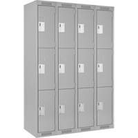 Clean Line Lockers, 3 -tier, Bank of 4, 48" x 18" x 72", Steel, Grey, Rivet (Assembled) Nia-Chem Ltd.