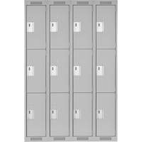 Clean Line Lockers, 3 -tier, Bank of 4, 48" x 18" x 72", Steel, Grey, Rivet (Assembled) Nia-Chem Ltd.