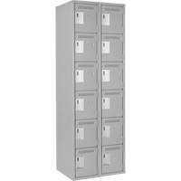 Clean Line Lockerettes, 6 -tier, Bank of 2, 24" x 18" x 72", Steel, Grey, Rivet (Assembled) Nia-Chem Ltd.