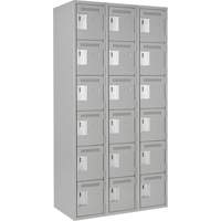 Clean Line Lockerettes, 6 -tier, Bank of 3, 36" x 18" x 72", Steel, Grey, Rivet (Assembled) Nia-Chem Ltd.