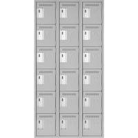Clean Line Lockerettes, 6 -tier, Bank of 3, 36" x 18" x 72", Steel, Grey, Rivet (Assembled) Nia-Chem Ltd.