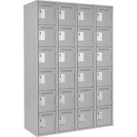 Clean Line Lockerettes, 6 -tier, Bank of 4, 48" x 18" x 72", Steel, Grey, Rivet (Assembled) Nia-Chem Ltd.