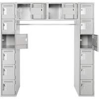 Assembled Archettes Clean Line Economy Lockers, 16 -tier, Bank of 3, 18" x 72" x 12", Steel Nia-Chem Ltd.