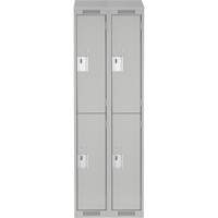Clean Line Lockers, 2 -tier, Bank of 2, 24" x 18" x 78", Steel, Grey, Rivet (Assembled) Nia-Chem Ltd.