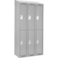 Casiers Clean Line, 2 niveaux, Bloc de 3, 36" x 18" x 78", Acier, Gris, Rivet (assembl&eacute;) Nia-Chem Ltd.