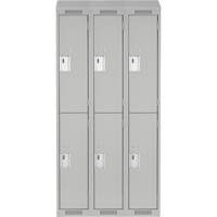 Casiers Clean Line, 2 niveaux, Bloc de 3, 36" x 18" x 78", Acier, Gris, Rivet (assembl&eacute;) Nia-Chem Ltd.