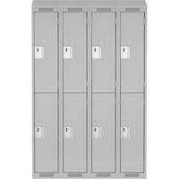 Casiers Clean Line, 2 niveaux, Bloc de 4, 48" x 18" x 78", Acier, Gris, Rivet (assembl&eacute;) Nia-Chem Ltd.