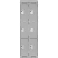 Clean Line Lockers, 3 -tier, Bank of 2, 24" x 18" x 78", Steel, Grey, Rivet (Assembled) Nia-Chem Ltd.