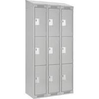 Clean Line Lockers, 3 -tier, Bank of 3, 36" x 18" x 78", Steel, Grey, Rivet (Assembled) Nia-Chem Ltd.