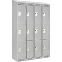 Clean Line Lockers, 3 -tier, Bank of 4, 48" x 18" x 78", Steel, Grey, Rivet (Assembled) Nia-Chem Ltd.