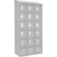 Clean Line Lockerette , 6 -tier, Bank of 3, 36" x 18" x 78", Steel, Grey, Rivet (Assembled) Nia-Chem Ltd.