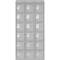 Clean Line Lockerette , 6 -tier, Bank of 3, 36" x 18" x 78", Steel, Grey, Rivet (Assembled) Nia-Chem Ltd.