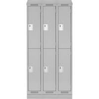 Clean Line Lockers, 2 -tier, Bank of 3, 36" x 18" x 82", Steel, Grey, Rivet (Assembled) Nia-Chem Ltd.